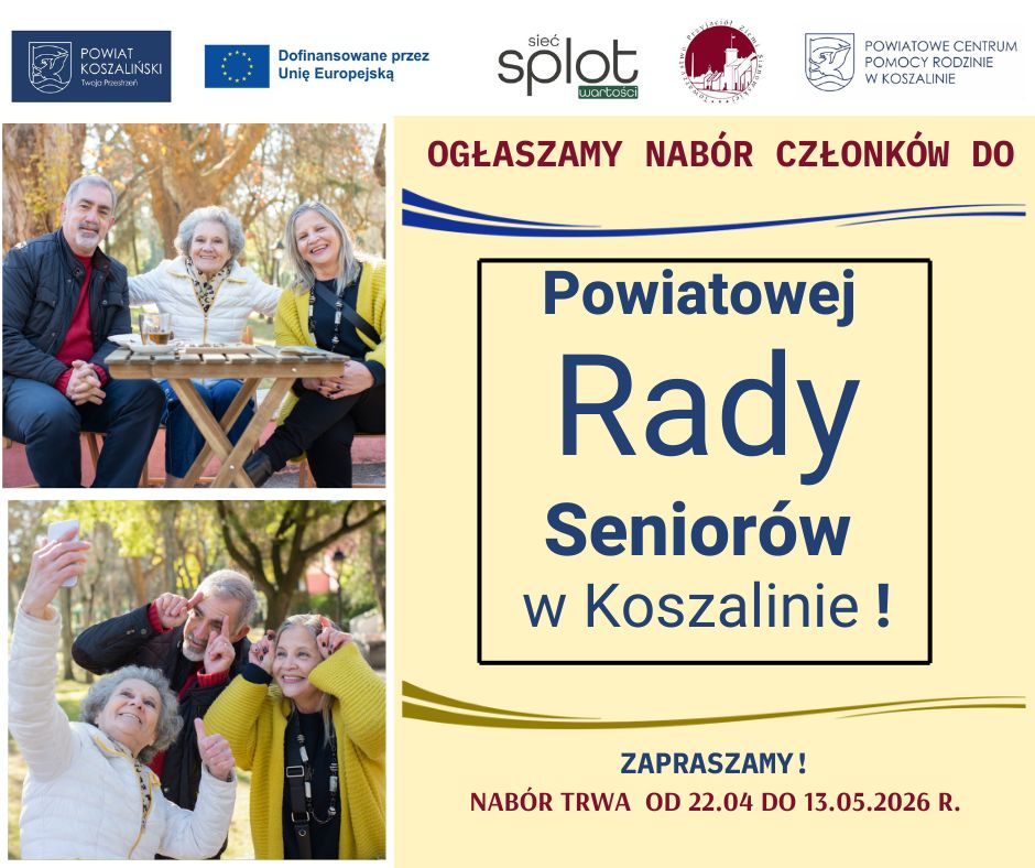 plakat NABÓR CZŁONKÓW DO POWIATOWEJ RADY SENIORÓW 